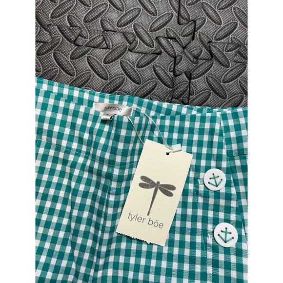 TYLER BOE Gigi gingham kick flare pants crop PARAKEET white womens‎ size 4 NWT - Picture 4 of 9